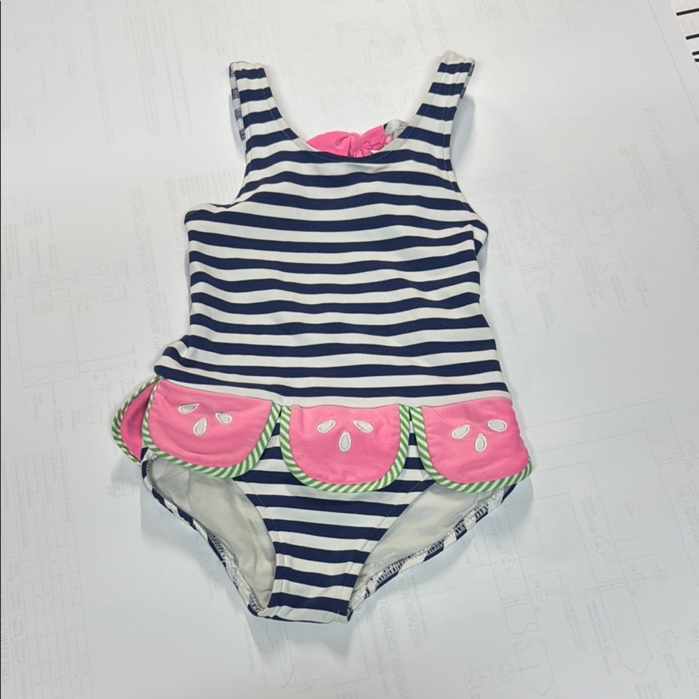 Florence Eiseman girls stripped swimwear with watermelon pattern